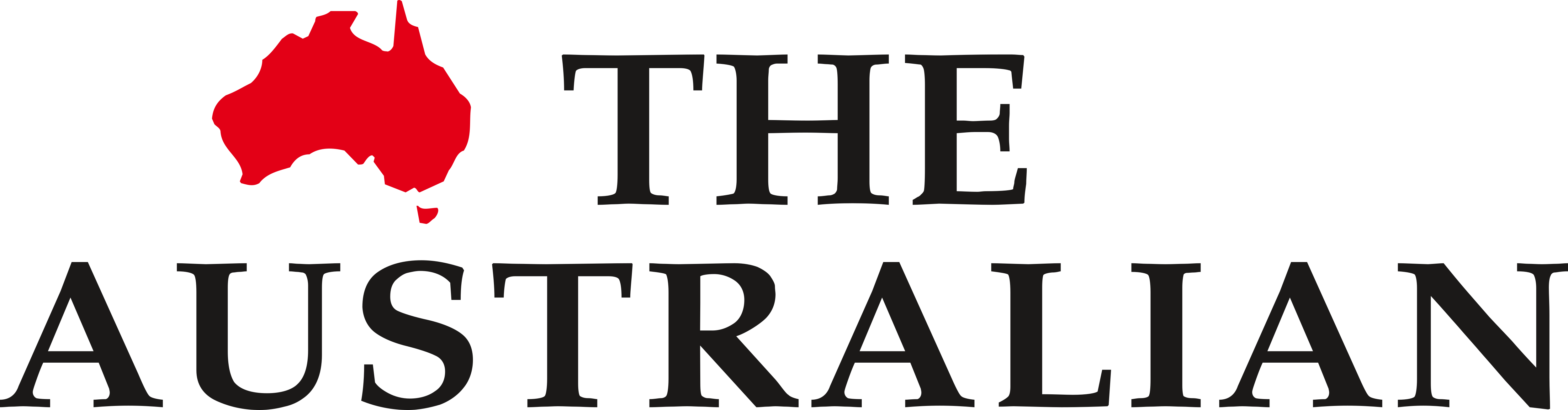 Logo for The Australian newspaper, featuring a red silhouette of Australia next to the masthead.