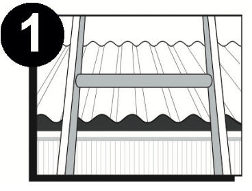 Ladder resting on the eavestrough