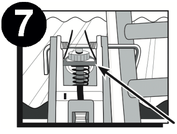 black and white graphic of a lock jaw ladder grip clung to gutter and ladder