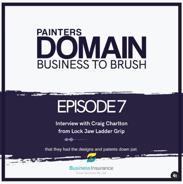 A podcast graphic for "Painters Domain," featuring an interview with Craig Charlton from Lock Jaw Ladder Grip.